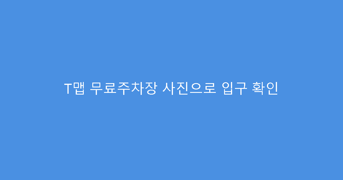 T맵 무료주차장 사진으로 입구 확인