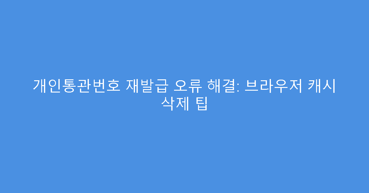 개인통관번호 재발급 오류 해결: 브라우저 캐시 삭제 팁