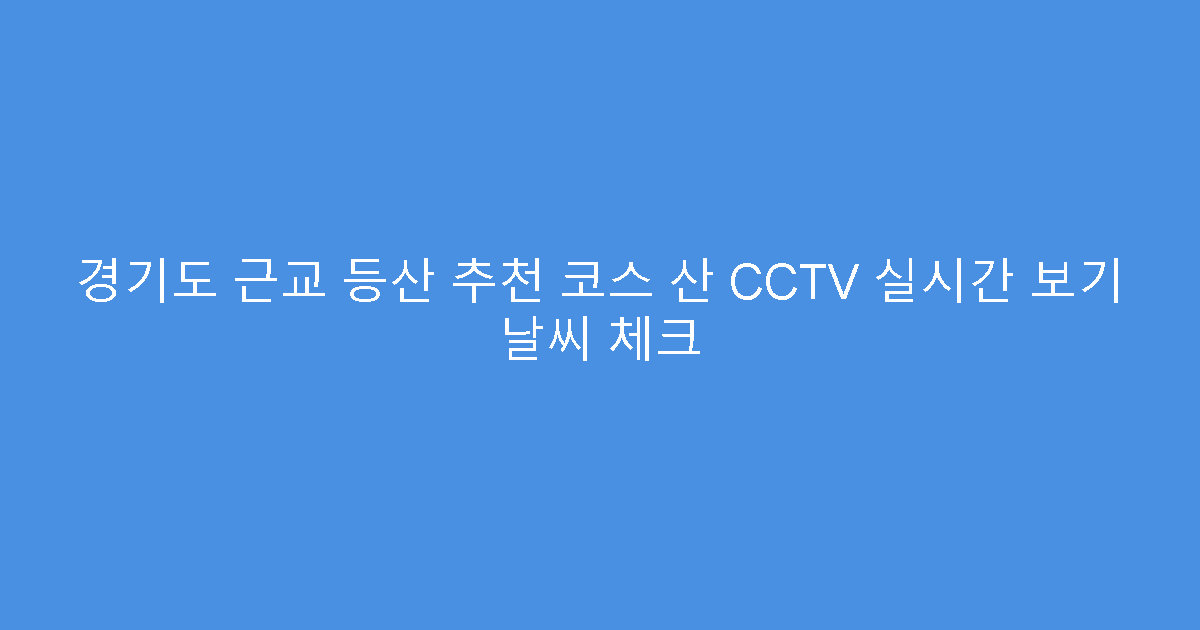 경기도 근교 등산 추천 코스 산 CCTV 실시간 보기 날씨 체크