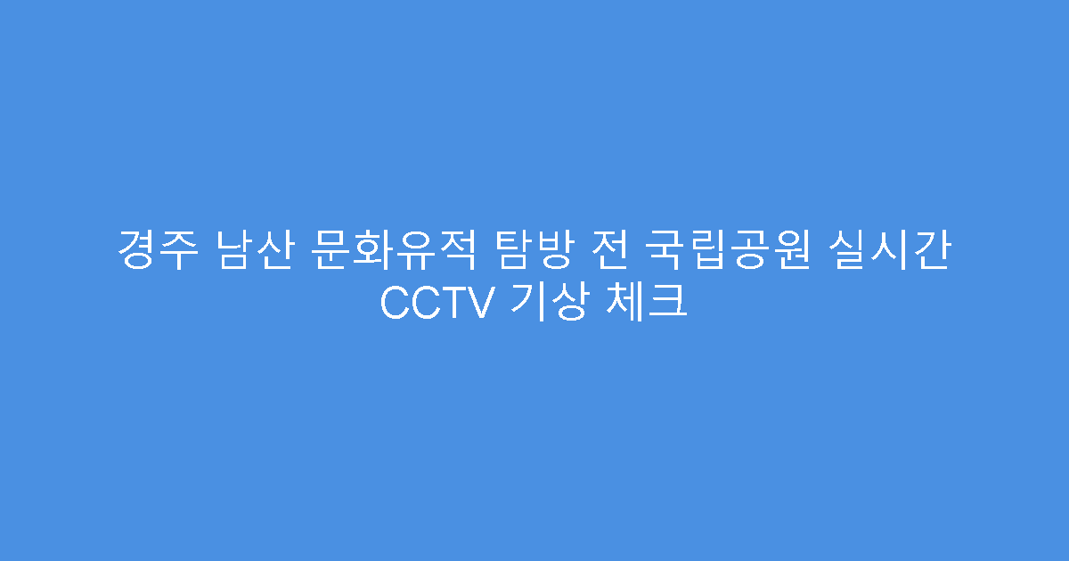 경주 남산 문화유적 탐방 전 국립공원 실시간 CCTV 기상 체크