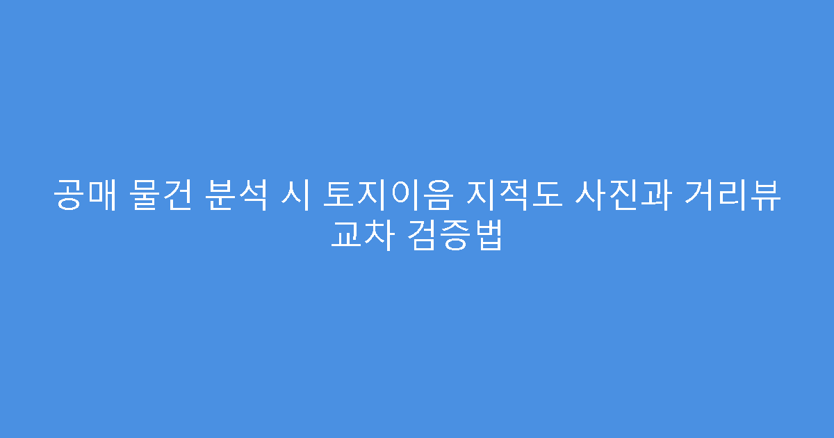 공매 물건 분석 시 토지이음 지적도 사진과 거리뷰 교차 검증법
