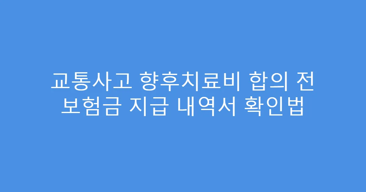 교통사고 향후치료비 합의 전 보험금 지급 내역서 확인법
