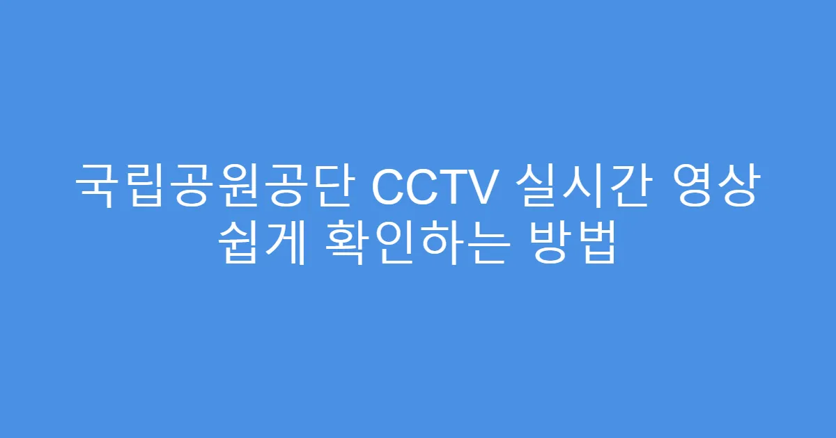 국립공원공단 CCTV 실시간 영상 쉽게 확인하는 방법