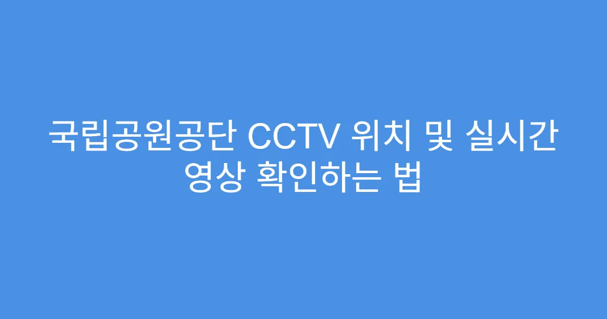 국립공원공단 CCTV 위치 및 실시간 영상 확인하는 법
