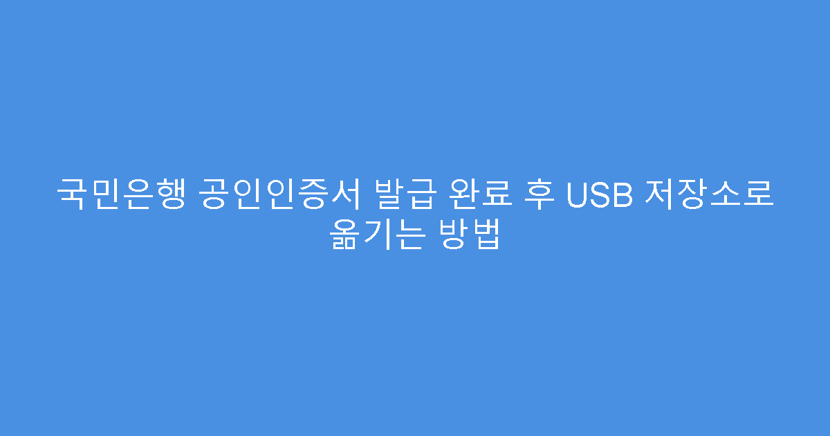 국민은행 공인인증서 발급 완료 후 USB 저장소로 옮기는 방법