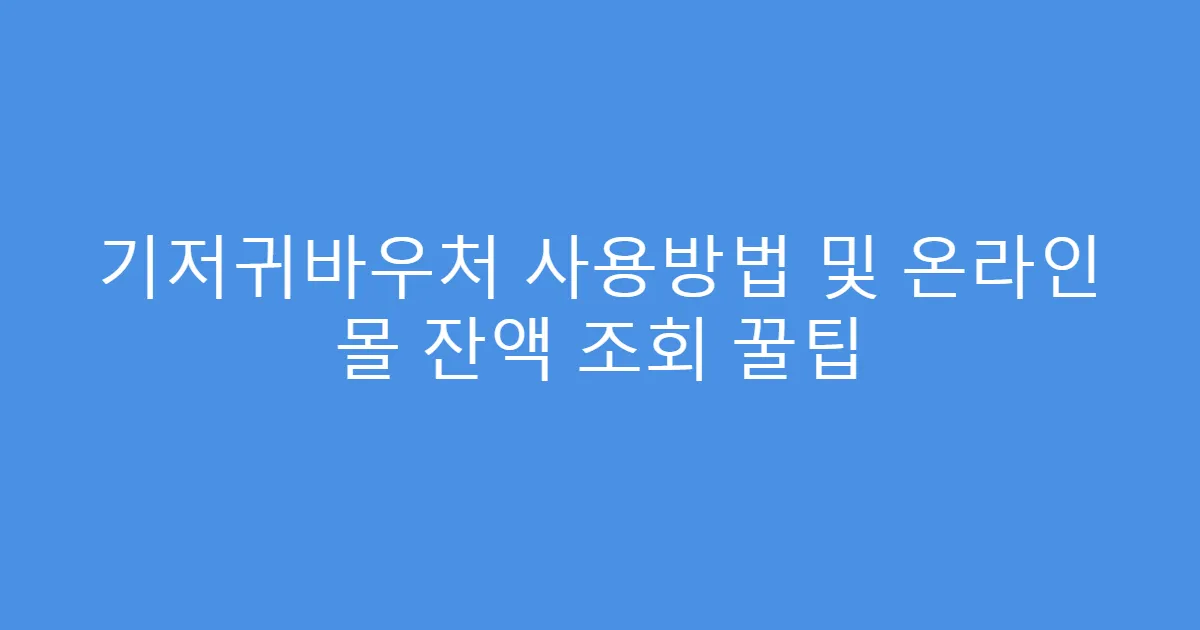 기저귀바우처 사용방법 및 온라인 몰 잔액 조회 꿀팁