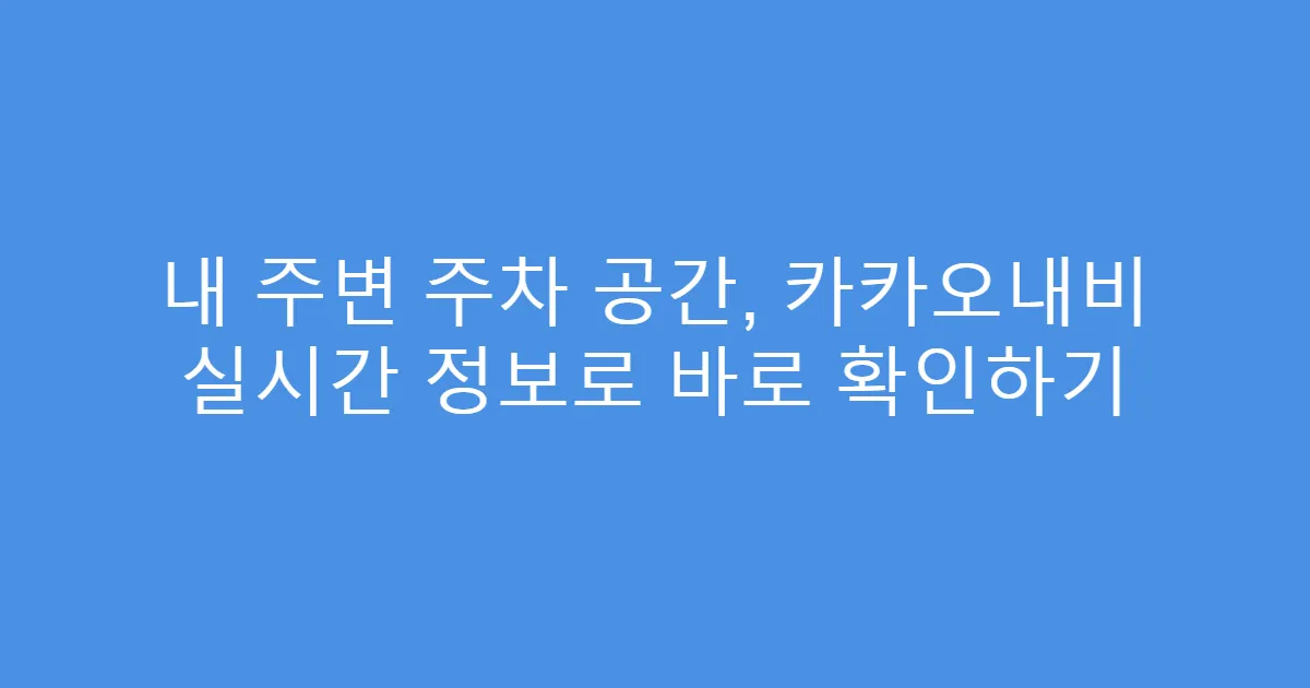 내 주변 주차 공간, 카카오내비 실시간 정보로 바로 확인하기