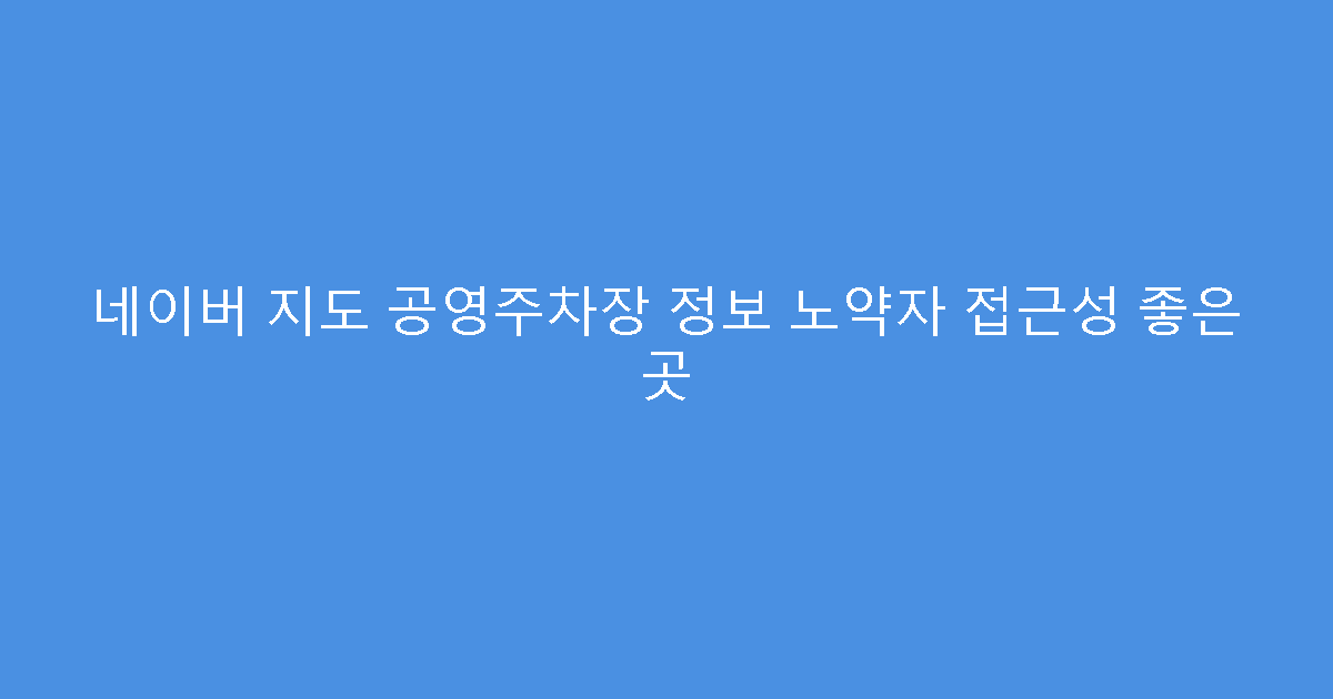 네이버 지도 공영주차장 정보 노약자 접근성 좋은 곳