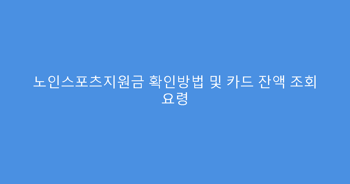 노인스포츠지원금 확인방법 및 카드 잔액 조회 요령
