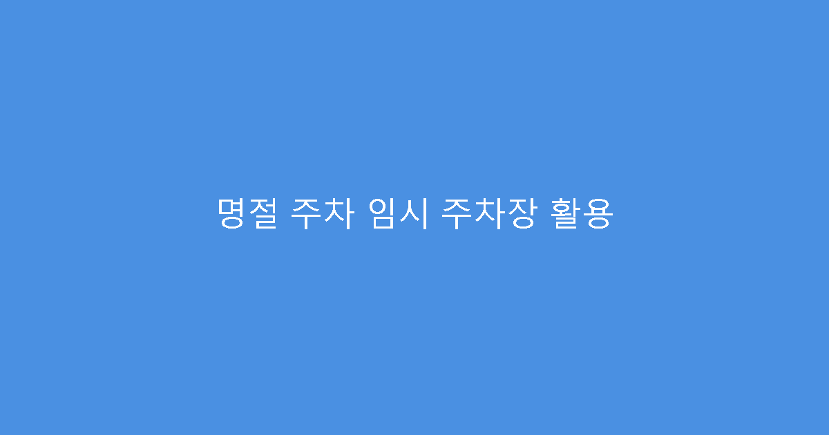명절 주차 임시 주차장 활용