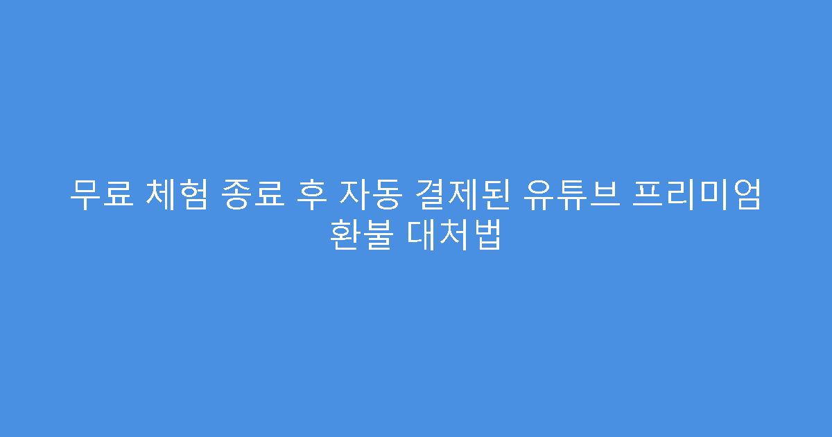 무료 체험 종료 후 자동 결제된 유튜브 프리미엄 환불 대처법