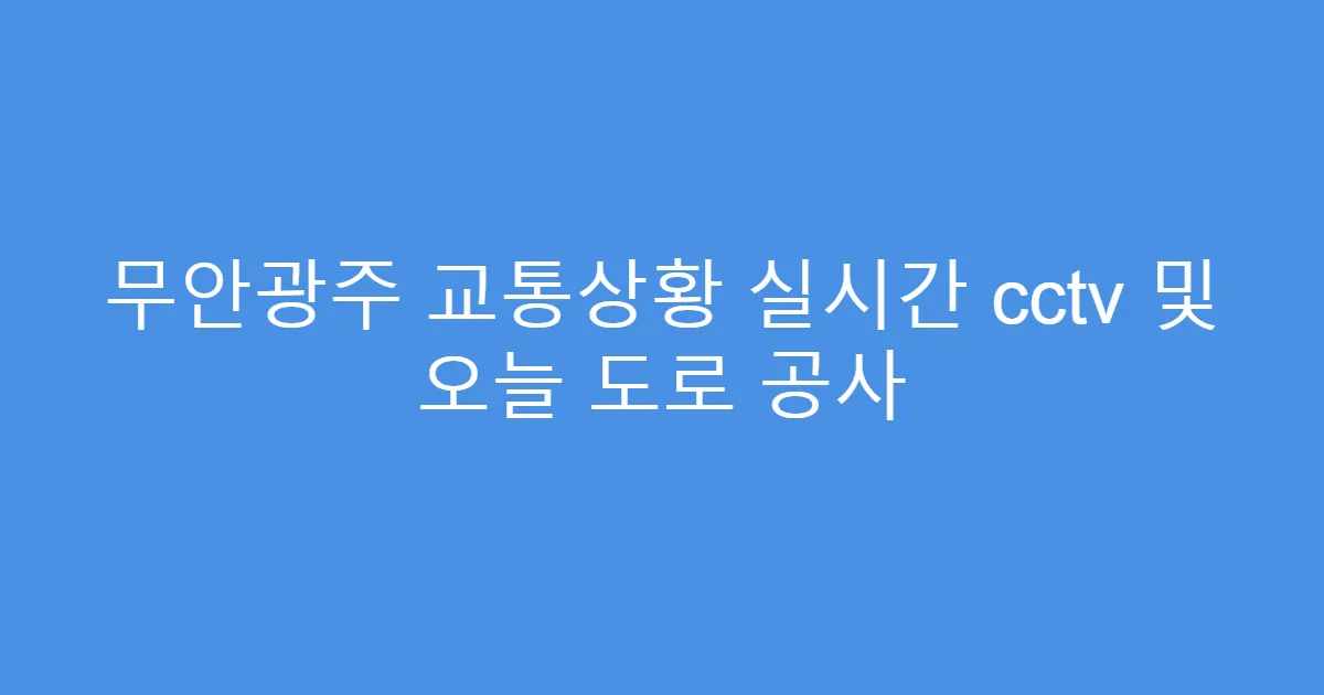 무안광주 교통상황 실시간 cctv 및 오늘 도로 공사