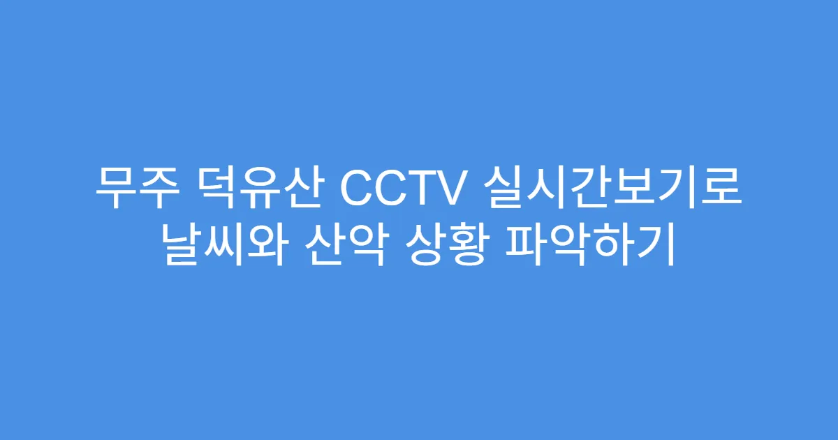 무주 덕유산 CCTV 실시간보기로 날씨와 산악 상황 파악하기