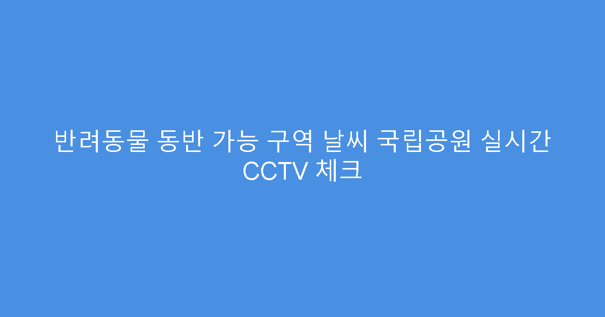 반려동물 동반 가능 구역 날씨 국립공원 실시간 CCTV 체크