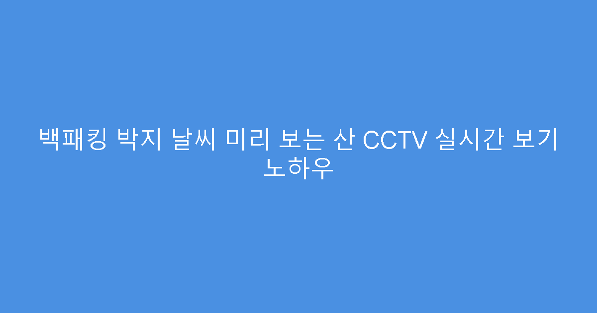 백패킹 박지 날씨 미리 보는 산 CCTV 실시간 보기 노하우