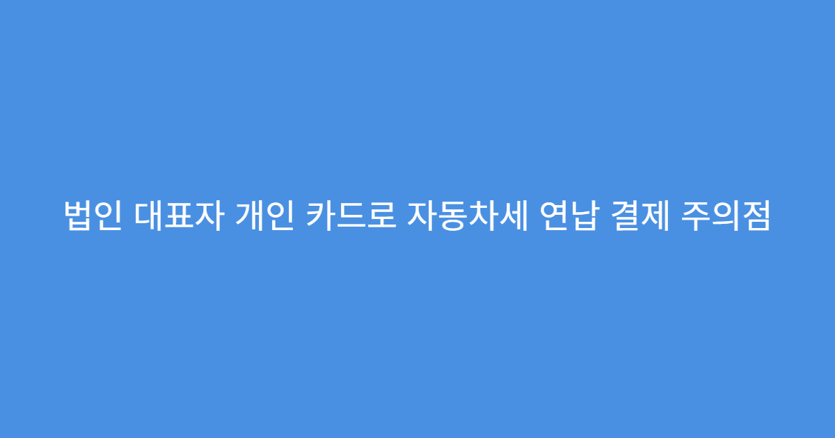법인 대표자 개인 카드로 자동차세 연납 결제 주의점