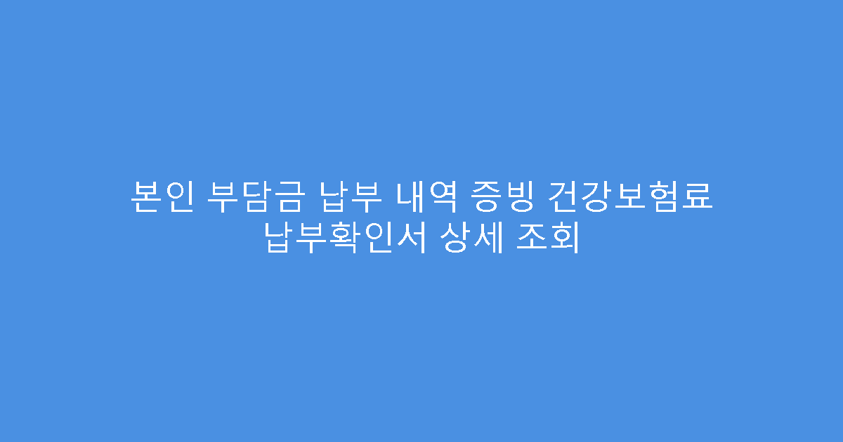 본인 부담금 납부 내역 증빙 건강보험료 납부확인서 상세 조회