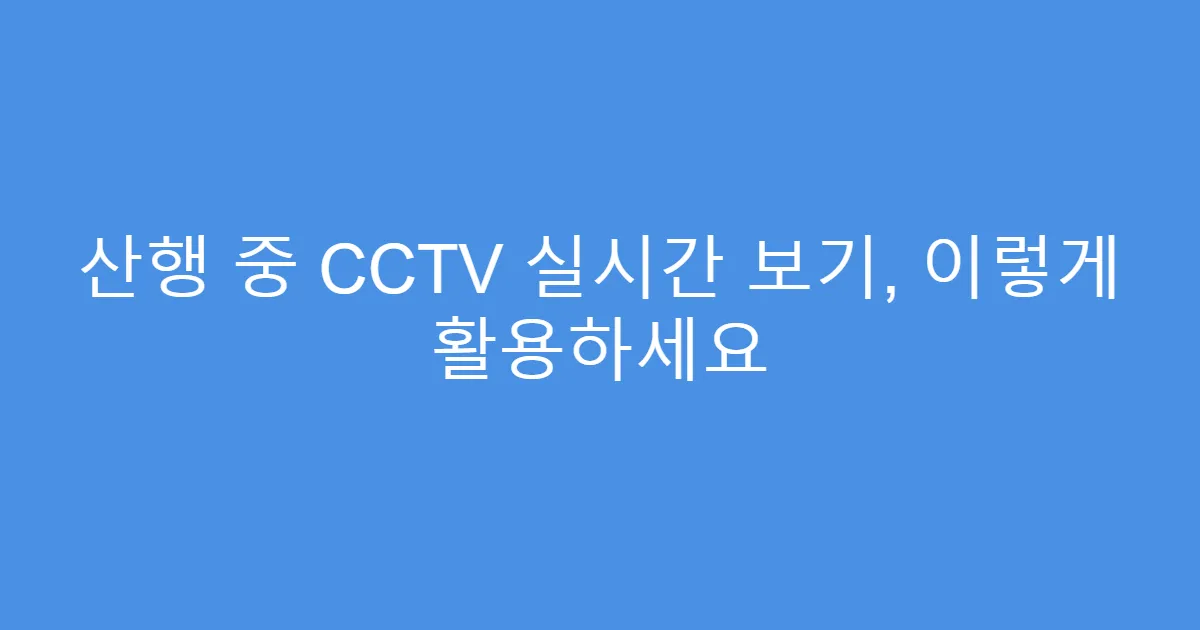 산행 중 CCTV 실시간 보기, 이렇게 활용하세요