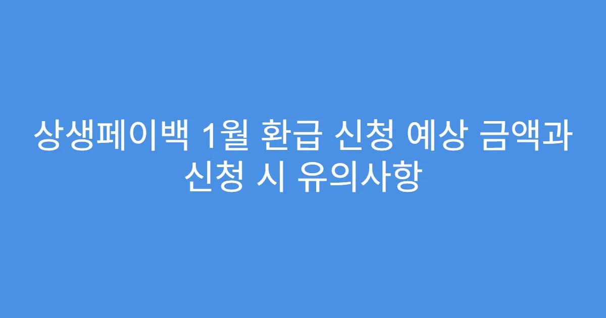 상생페이백 1월 환급 신청 예상 금액과 신청 시 유의사항