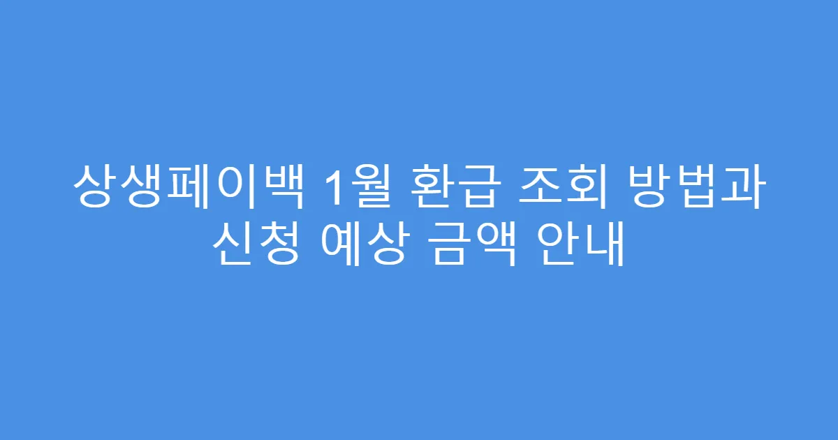 상생페이백 1월 환급 조회 방법과 신청 예상 금액 안내