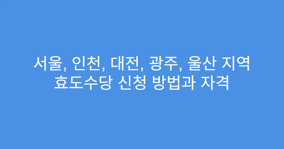 서울, 인천, 대전, 광주, 울산 지역 효도수당 신청 방법과 자격