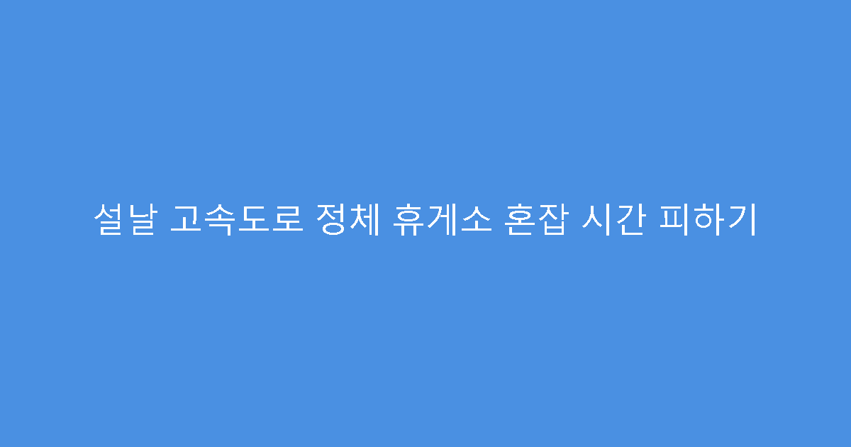 설날 고속도로 정체 휴게소 혼잡 시간 피하기