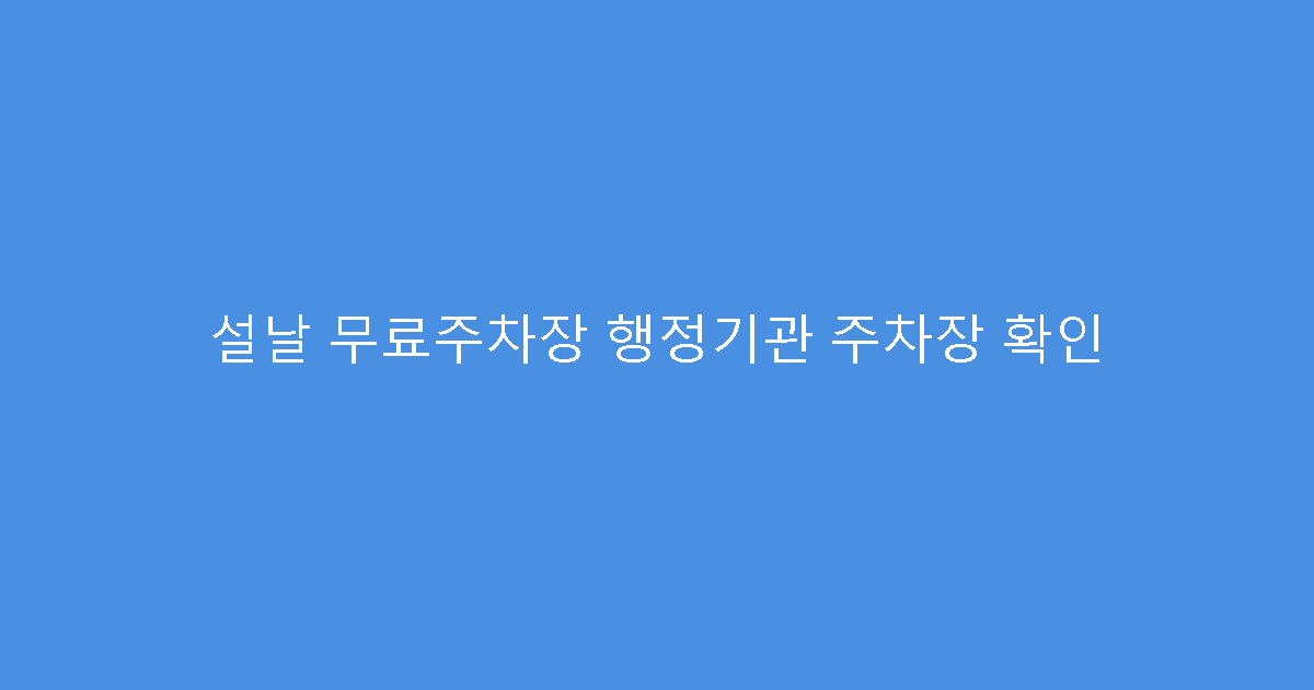 설날 무료주차장 행정기관 주차장 확인