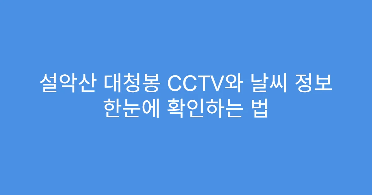 설악산 대청봉 CCTV와 날씨 정보 한눈에 확인하는 법