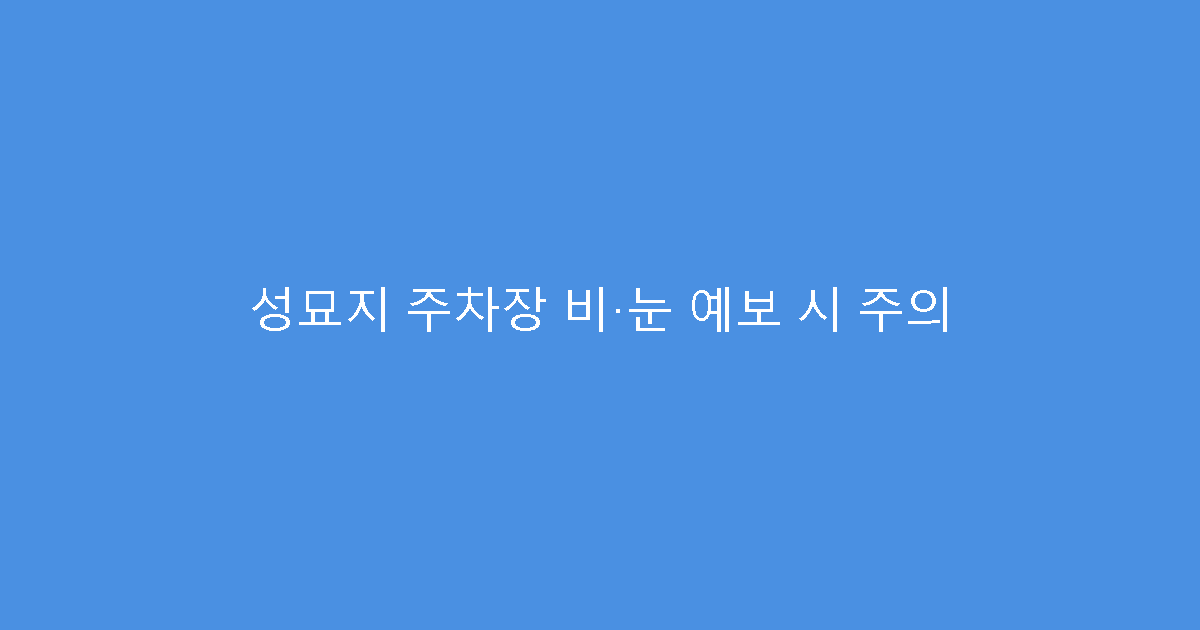 성묘지 주차장 비·눈 예보 시 주의