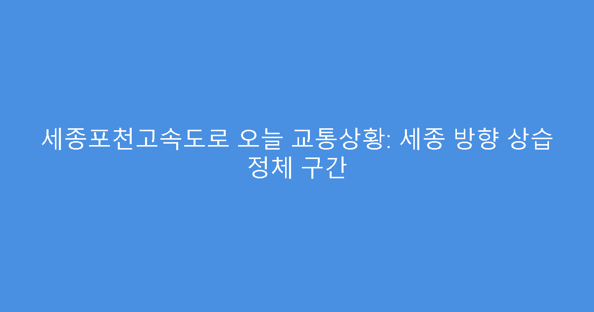 세종포천고속도로 오늘 교통상황: 세종 방향 상습 정체 구간
