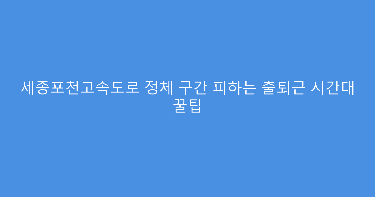 세종포천고속도로 정체 구간 피하는 출퇴근 시간대 꿀팁