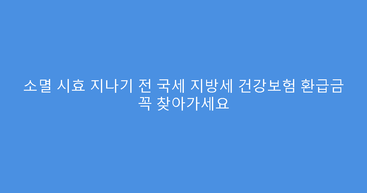 소멸 시효 지나기 전 국세 지방세 건강보험 환급금 꼭 찾아가세요
