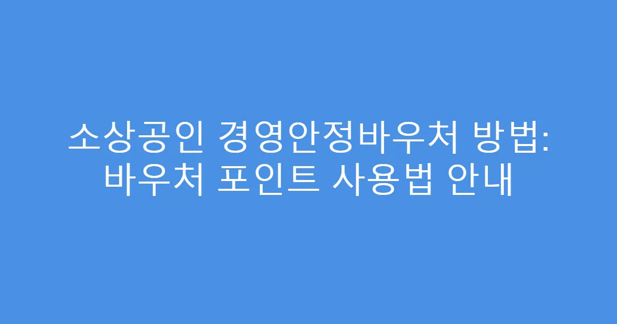 소상공인 경영안정바우처 방법: 바우처 포인트 사용법 안내