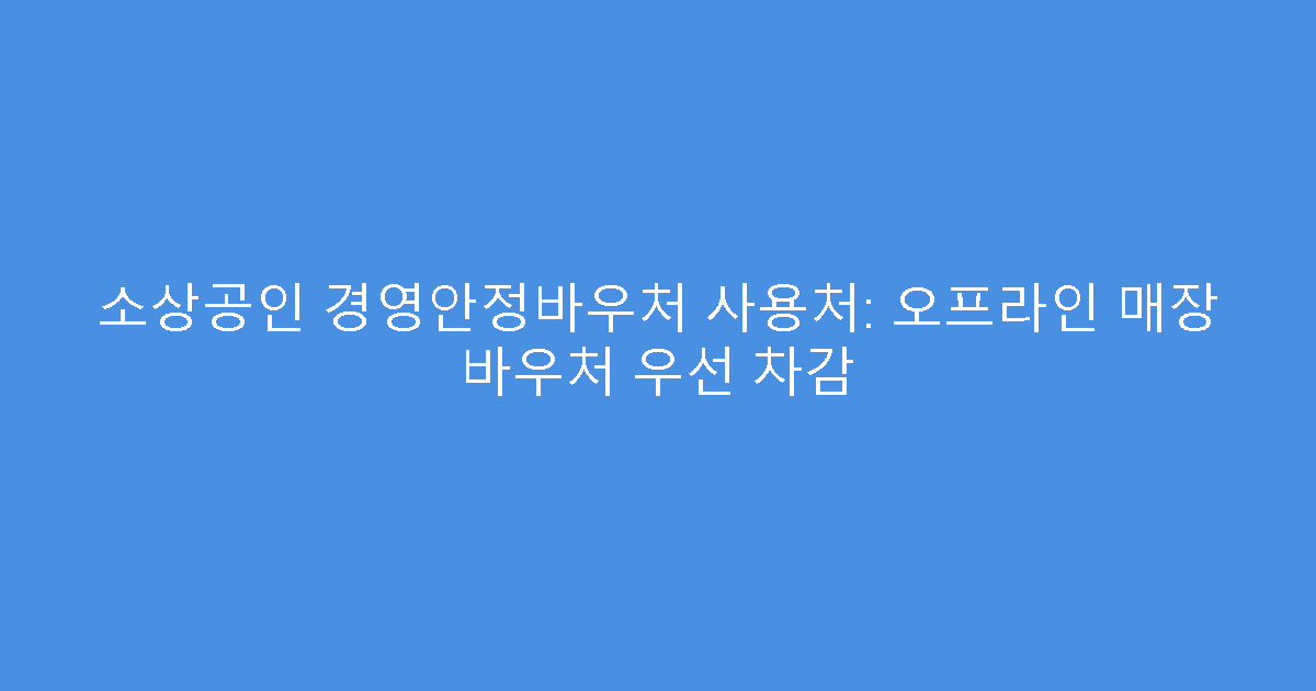 소상공인 경영안정바우처 사용처: 오프라인 매장 바우처 우선 차감