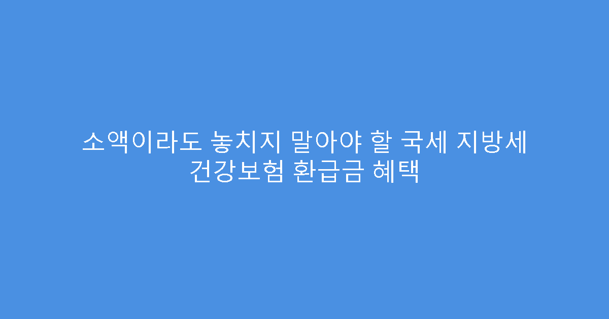 소액이라도 놓치지 말아야 할 국세 지방세 건강보험 환급금 혜택