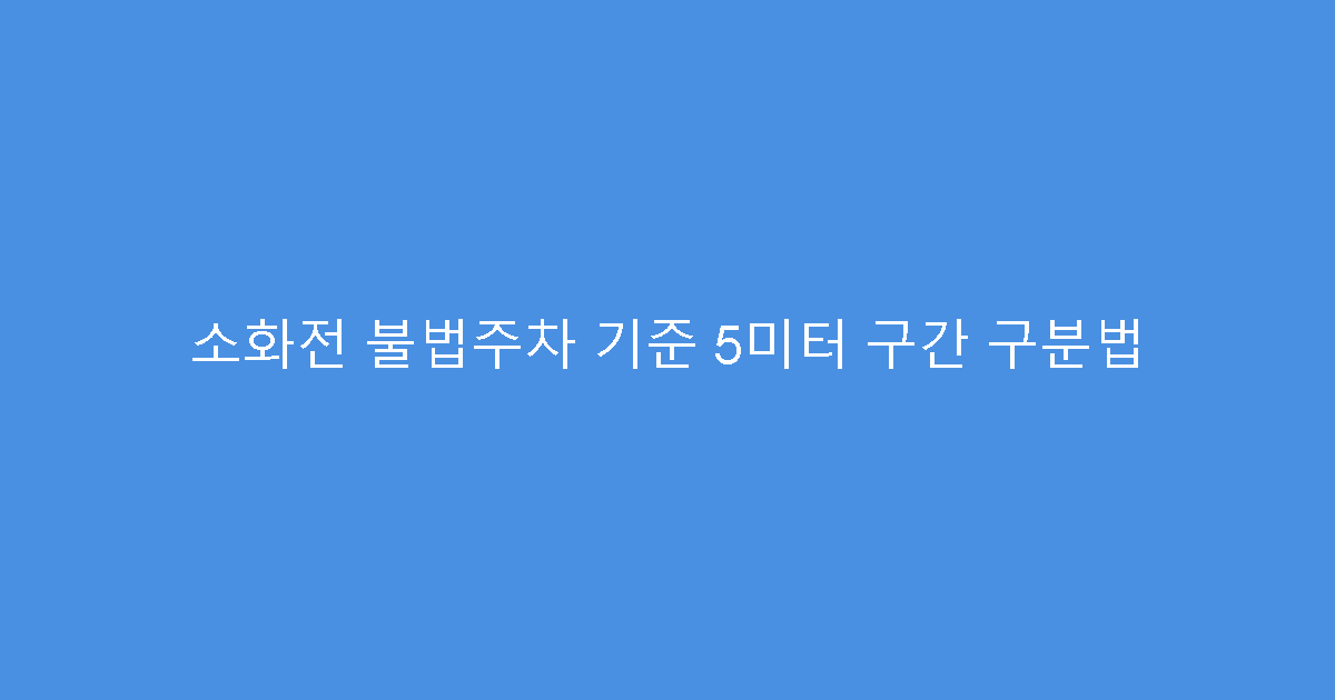 소화전 불법주차 기준 5미터 구간 구분법