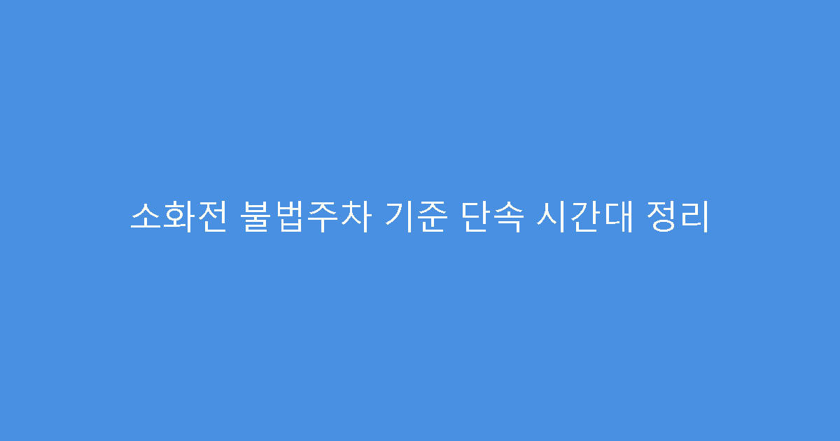 소화전 불법주차 기준 단속 시간대 정리