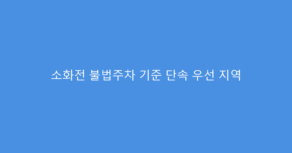 소화전 불법주차 기준 단속 우선 지역