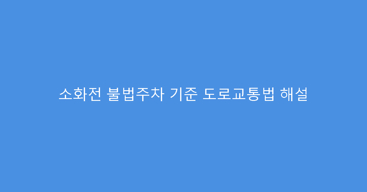소화전 불법주차 기준 도로교통법 해설