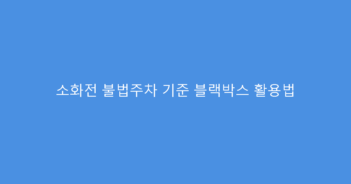 소화전 불법주차 기준 블랙박스 활용법