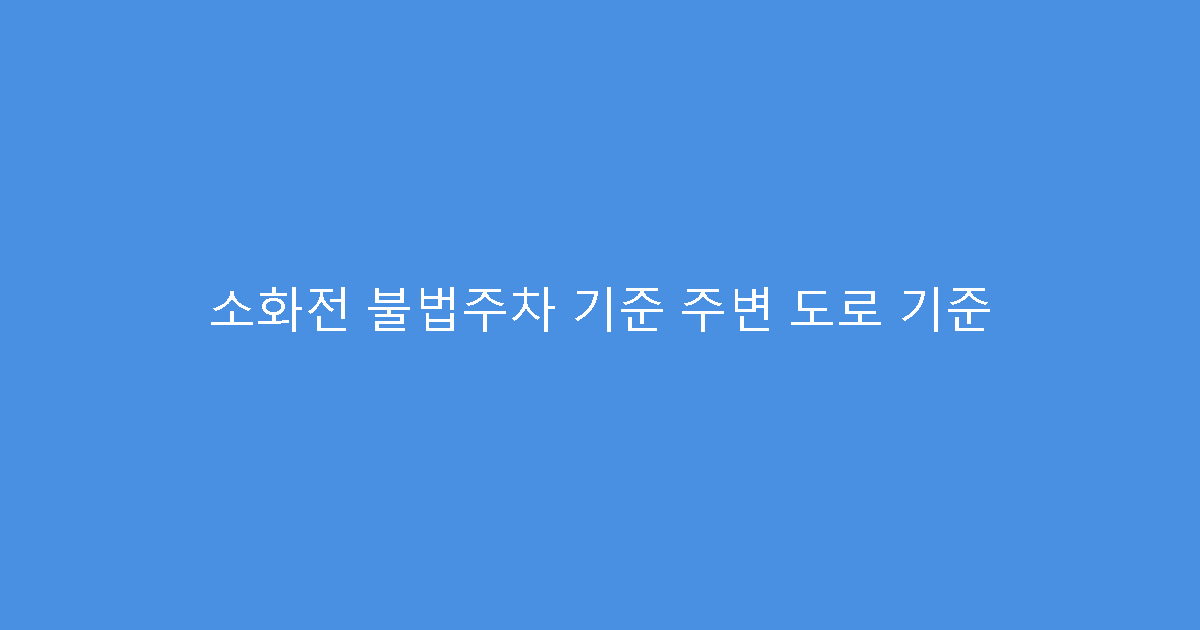 소화전 불법주차 기준 주변 도로 기준