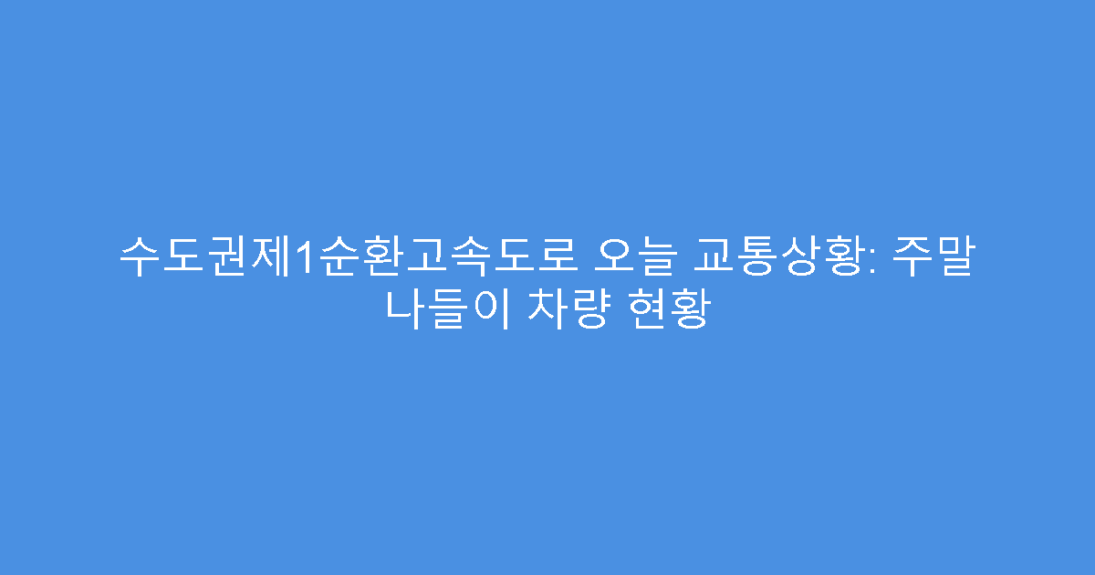 수도권제1순환고속도로 오늘 교통상황: 주말 나들이 차량 현황