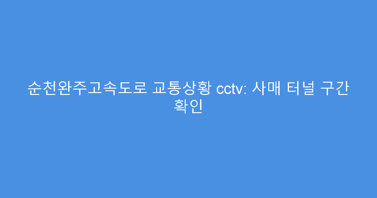 순천완주고속도로 교통상황 cctv: 사매 터널 구간 확인
