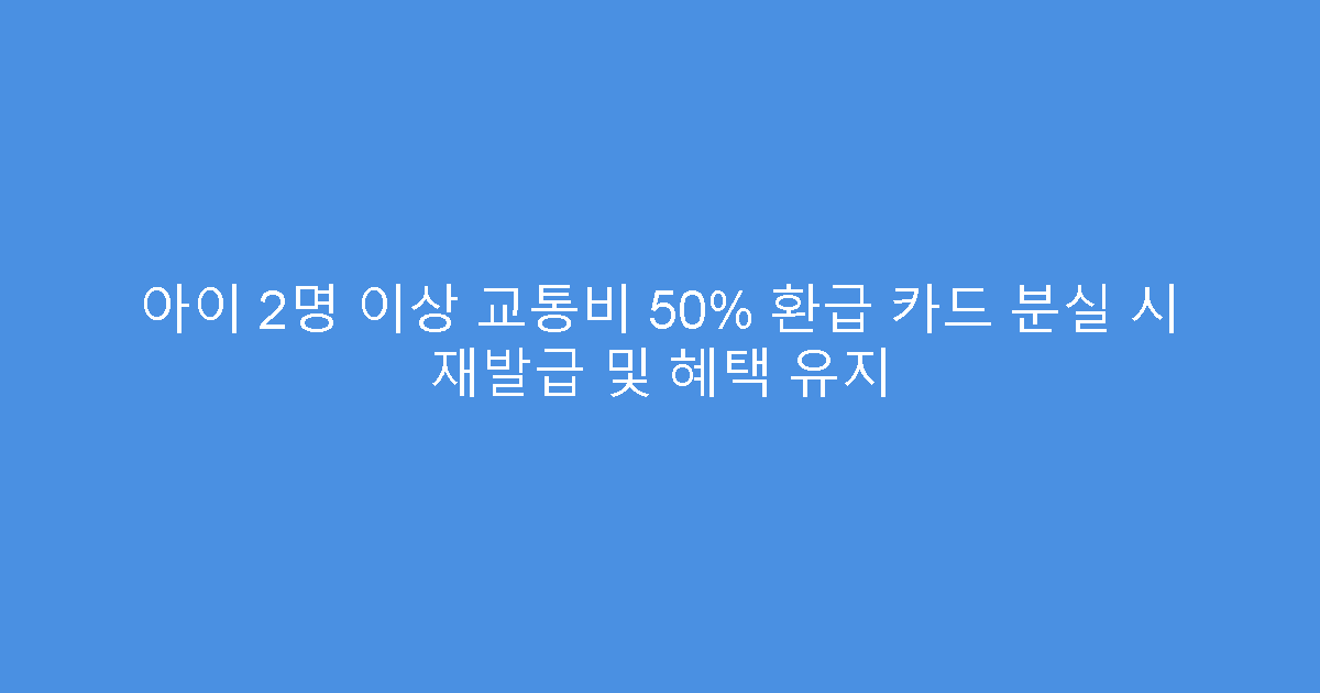 아이 2명 이상 교통비 50% 환급 카드 분실 시 재발급 및 혜택 유지