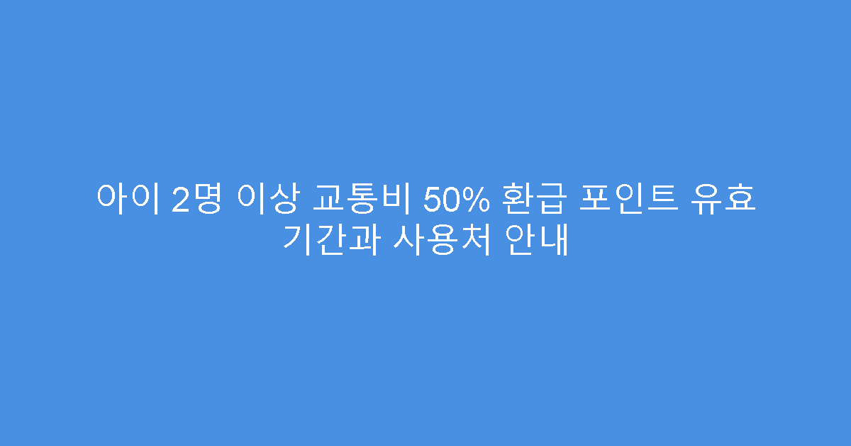 아이 2명 이상 교통비 50% 환급 포인트 유효 기간과 사용처 안내