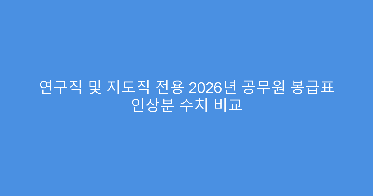 연구직 및 지도직 전용 2026년 공무원 봉급표 인상분 수치 비교