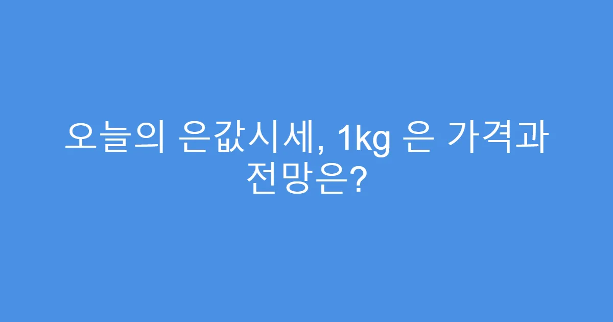 오늘의 은값시세, 1kg 은 가격과 전망은?