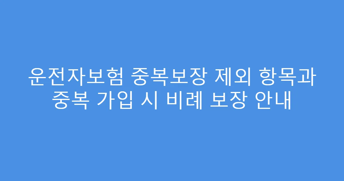 운전자보험 중복보장 제외 항목과 중복 가입 시 비례 보장 안내