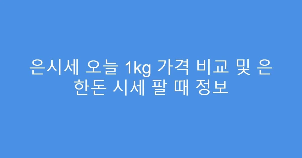 은시세 오늘 1kg 가격 비교 및 은 한돈 시세 팔 때 정보