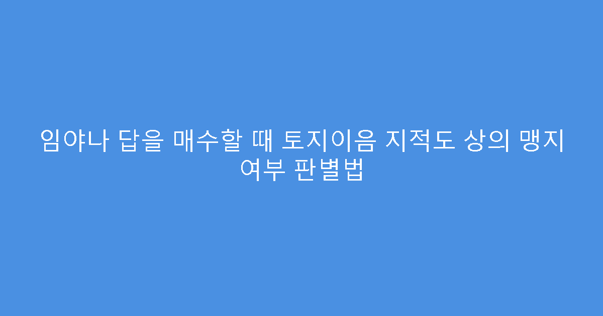 임야나 답을 매수할 때 토지이음 지적도 상의 맹지 여부 판별법